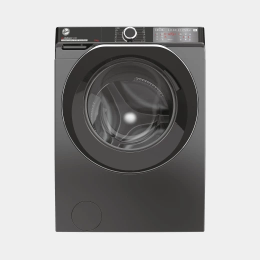 غسالة ملابس هوفر H-Wash 500 سعة 9 كجم جرافيت أنثراسايت فئة A مع سرعة دوران 1400 دورة في الدقيقة، اتصال Wi-Fi، وضع KG، و 16 برنامج غسيل لغسيل فعال للملابس